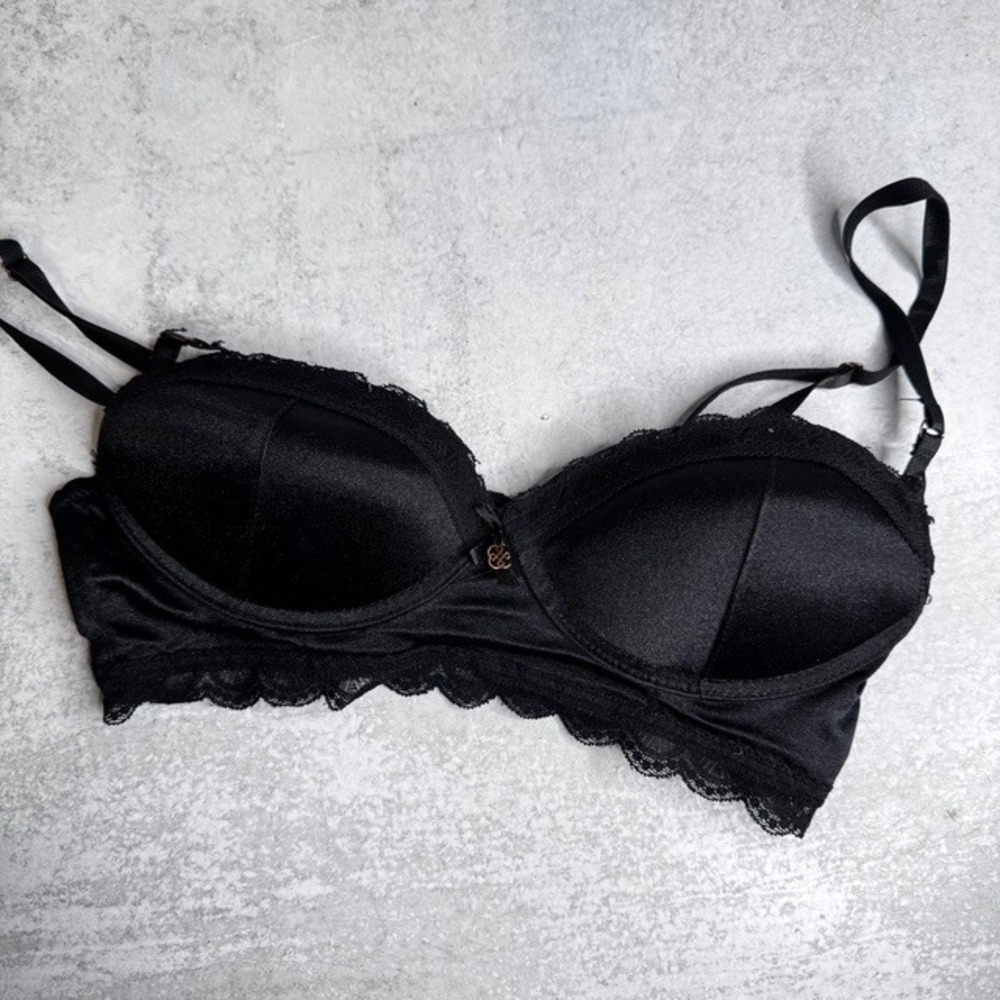 Daisy Fuentes Balconette Demi Black Padded Underwire Bra 34B DF1220-2PK